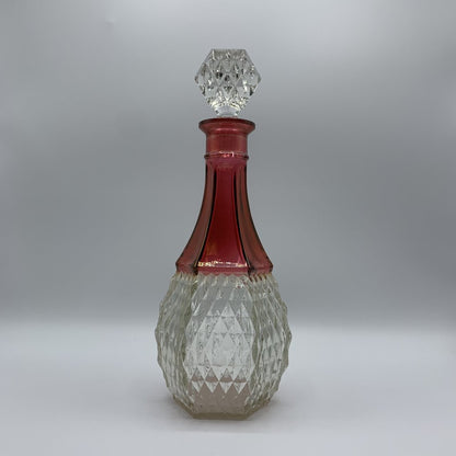 Indiana Glass Ruby Red Diamond Point Decanter /hg