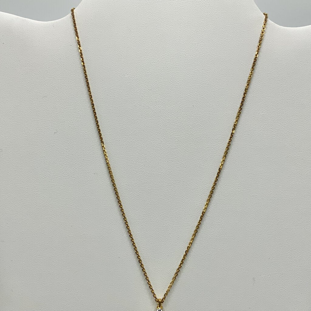 Swarovski Four Crystal Drop Pendant Gold Tone Necklace /cb