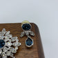 Swarovski Clear and Sapphire Crystal Brooch and Earrings Set /hg
