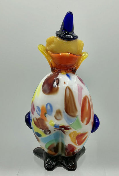 Vintage Colorful Murano Glass Clown w/ Blue Bow Numbered /b