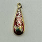 Three Vintage Cloisonne Floral Pendants Two With Chain /cb