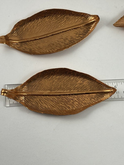 Charming set of 6 Copper Wares Ltd. Copper Leaves Personal Size Serving Trays /ro