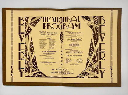 1935 Premier Opening The Beverly Theatre in Chicago Souvenir Program /b