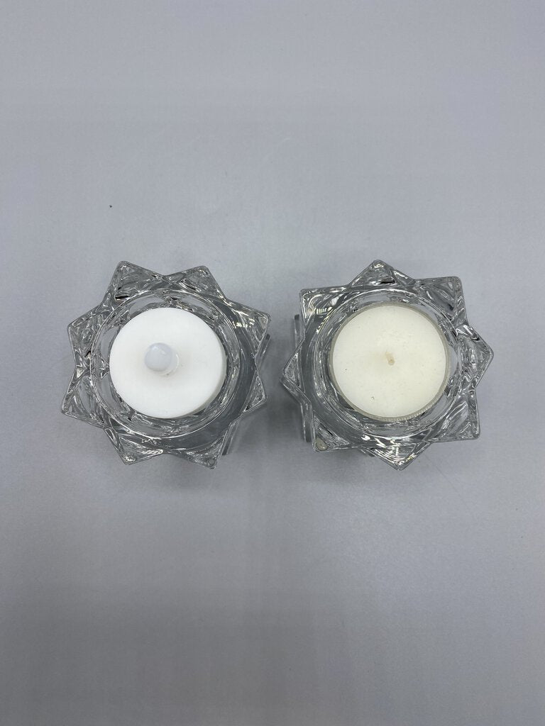 Mikasa Lead Crystal Sparkling Star Votive or Candlestick Holder Set of 2 /roh