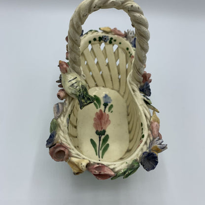 Vintage Capodimonte Porcelain Basket with Bird /hg