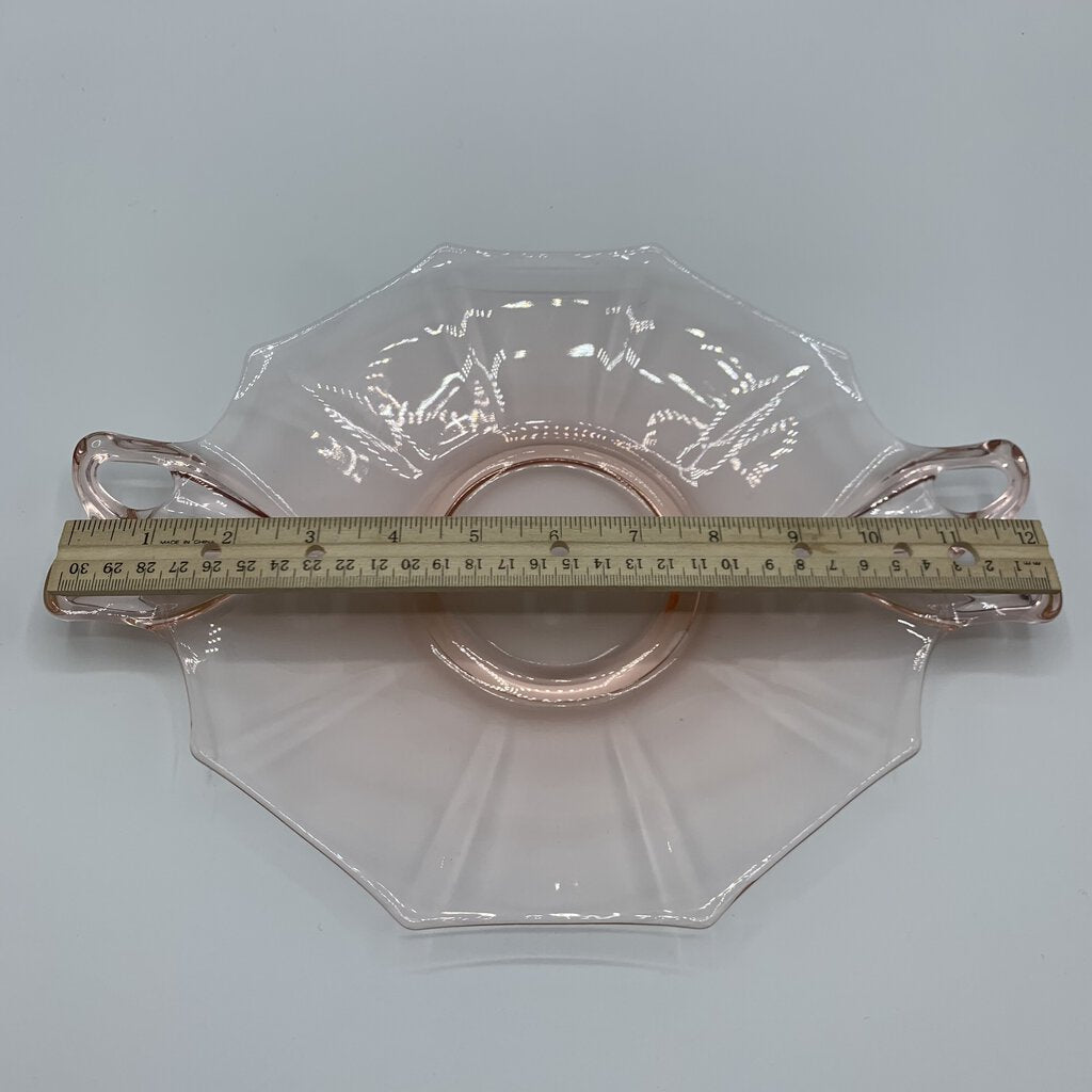 Fostoria “Fairfax Pink #2375” Handled Cake Plates/Serving Plates Set/3 /hg
