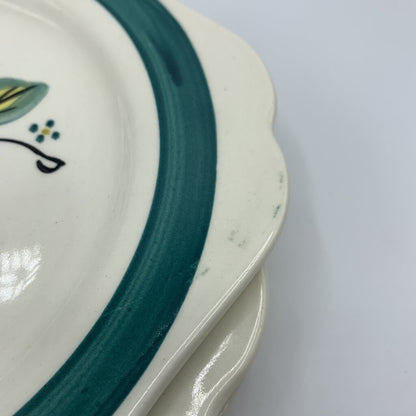 Vintage Blue Ridge Southern Potteries Inc.Teal Square Salad Plates Set of 4 /hg