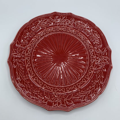 Bordallo Pinheiro Red Poinsettia Charger Plate/Round Serving Plate /hg
