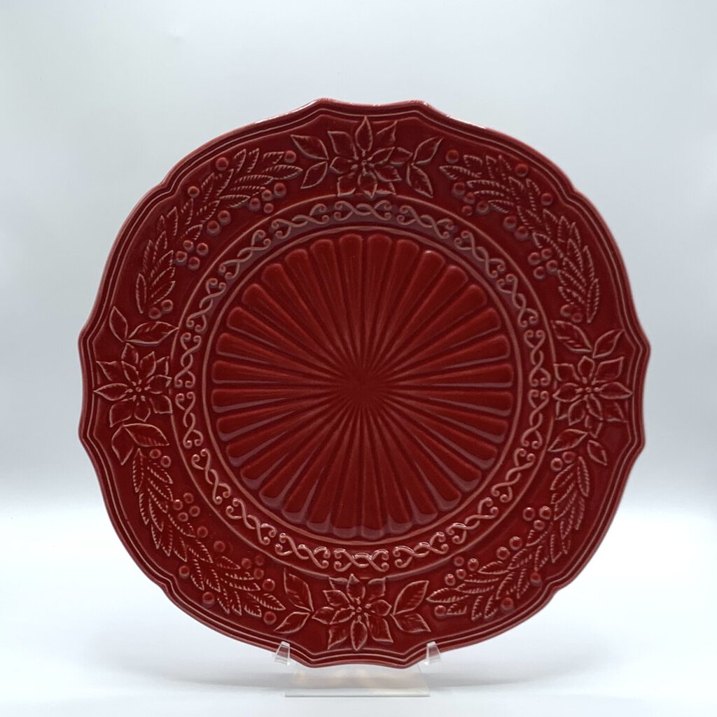 Bordallo Pinheiro Red Poinsettia Charger Plate/Round Serving Plate /hg