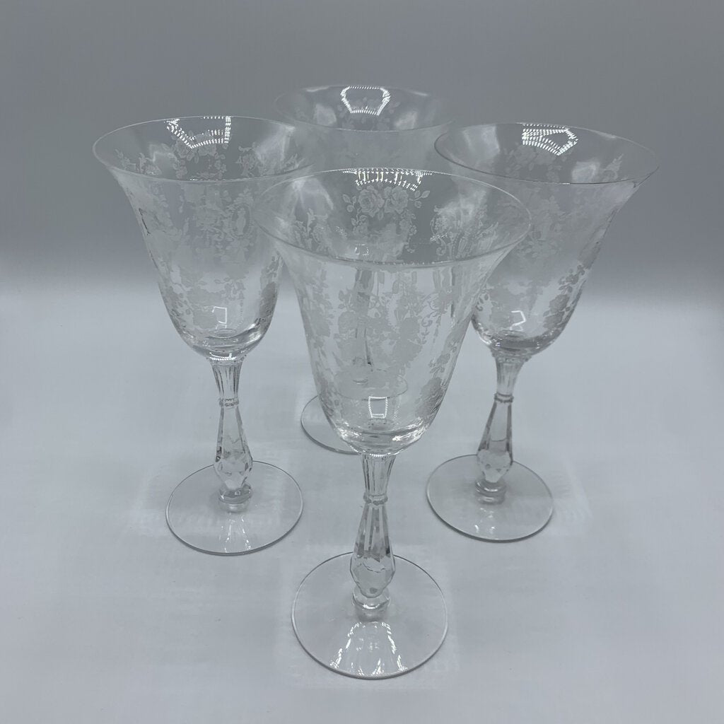 Tiffin “Cherokee Rose” Water Goblets Set of 4 /hg