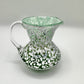 Vintage Hand Blown Art Glass Bud Vase/Small Pitcher Green With White Splatter /cb