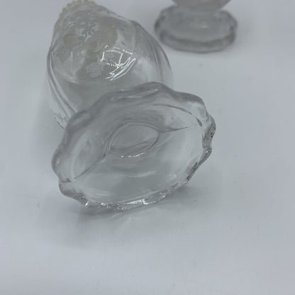 Vintage Cambridge “Rosepoint Clear” Footed Salt and Pepper Shakers /hg
