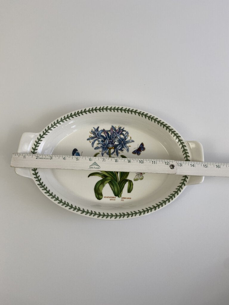 Portmeirion Botanic Garden 14 3/4” Handled Oval Platter African Lilly /rb