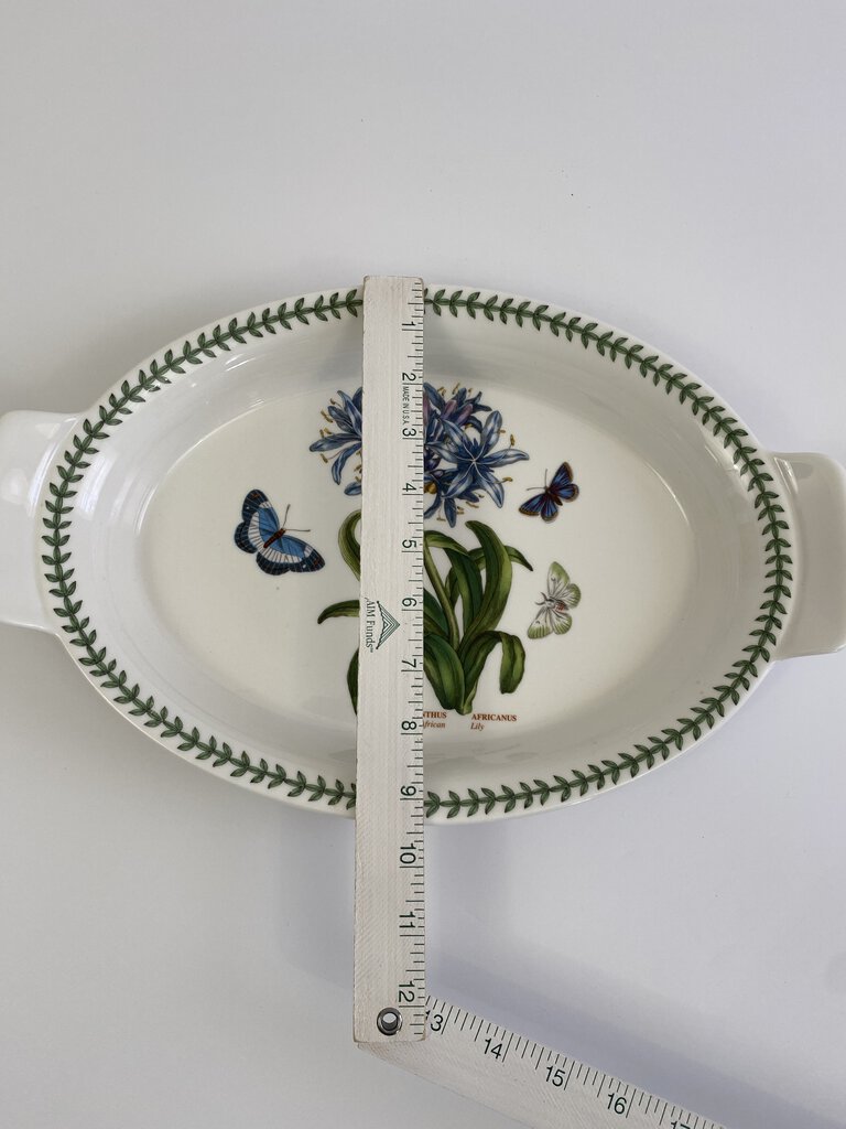 Portmeirion Botanic Garden 14 3/4” Handled Oval Platter African Lilly /rb