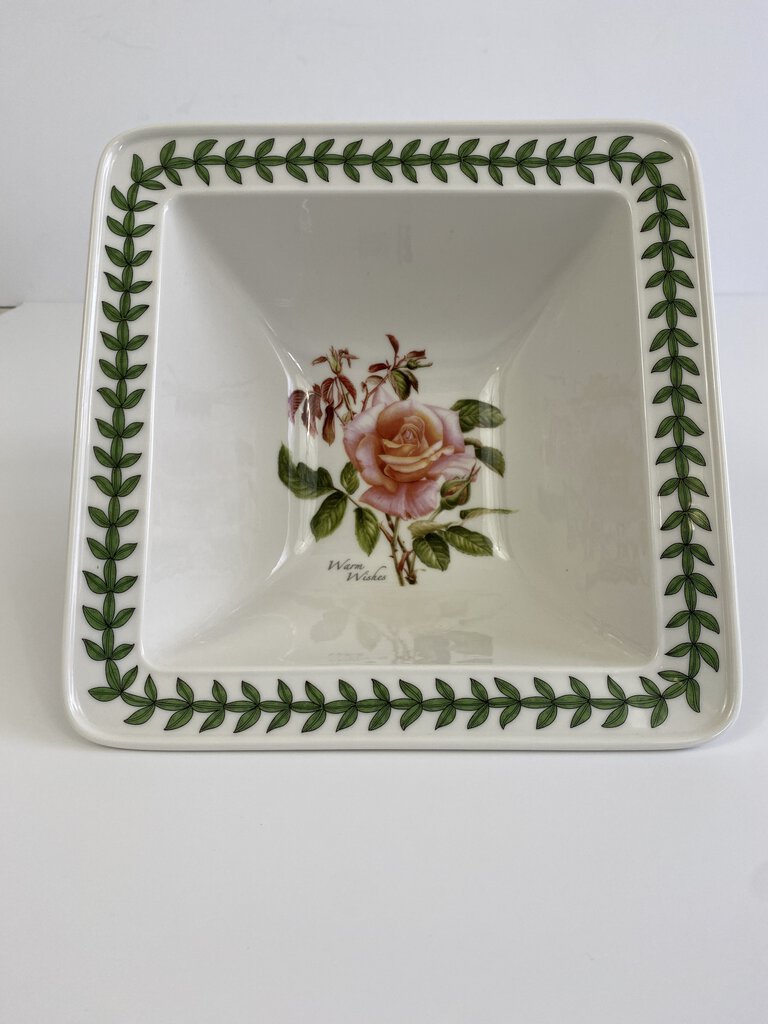 Portmeirion Botanic Garden 8,5” Square Serving Dish Roses Warm Wishes /rb