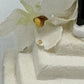 1955 Chalkware Wedding Cake Topper Bride And Groom Fabric Flower Arch Bell /cb