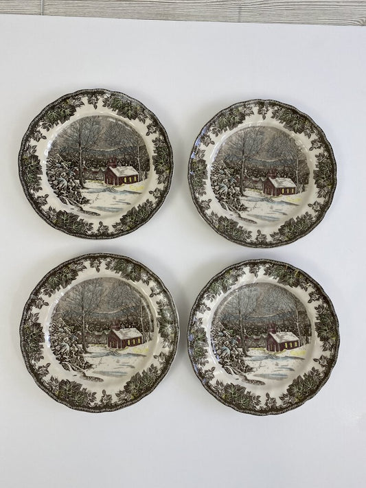 Johnson Brothers “The Friendly Village” 9 7/8” Dinner Plates Set of 4 England /rb