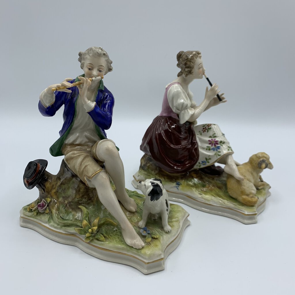 Pair of Vintage Franz Wittmer German Dresden Figurines /hg