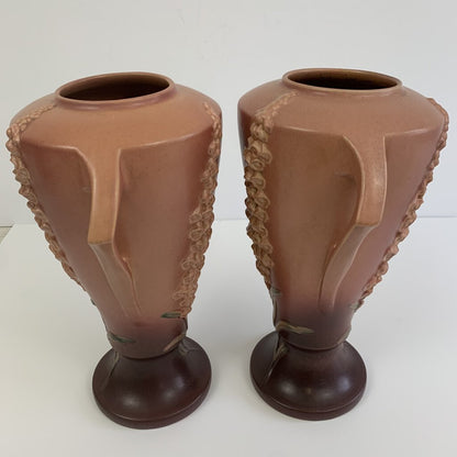 Pair of Vintage Roseville Foxglove Vases #55-16 /hg