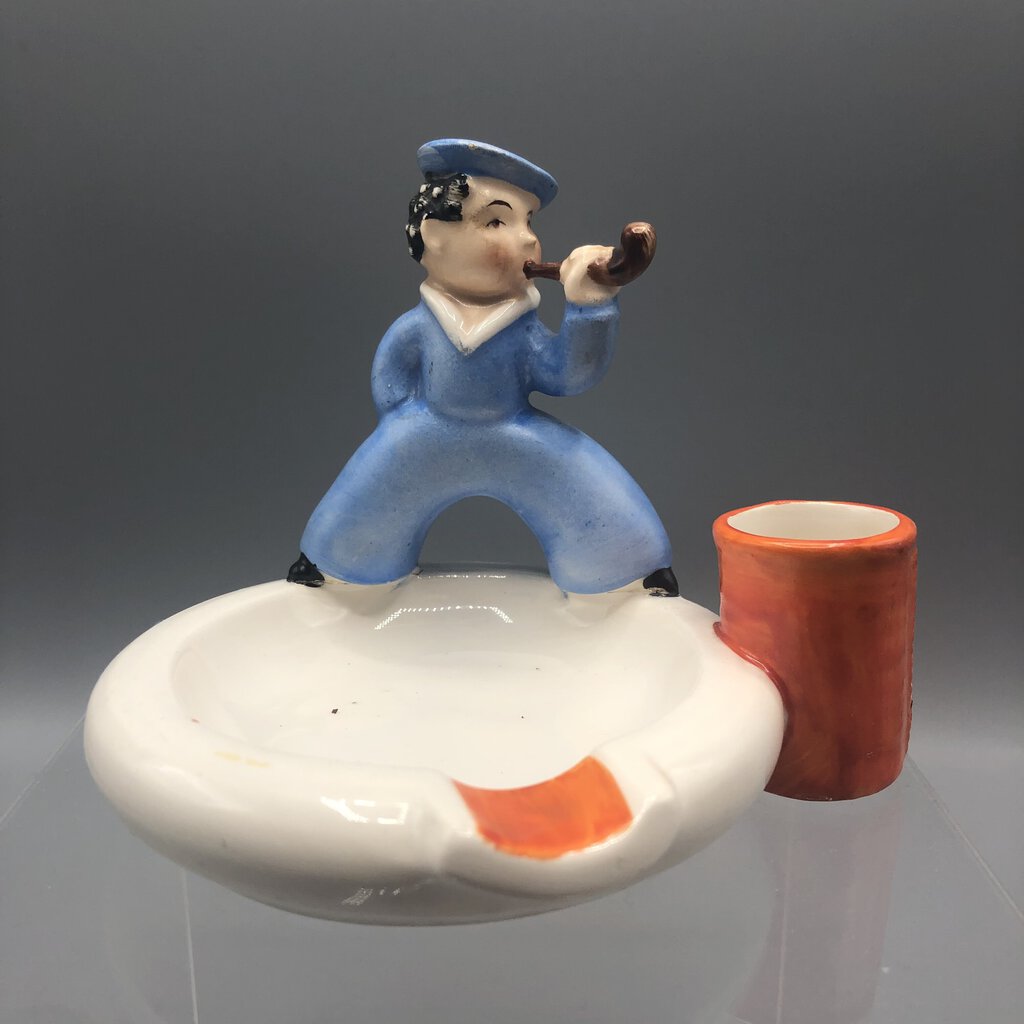 Vintage ERPHILA German Ceramic Sailor Ashtray/ Match Holder/ Trinket Dish /b