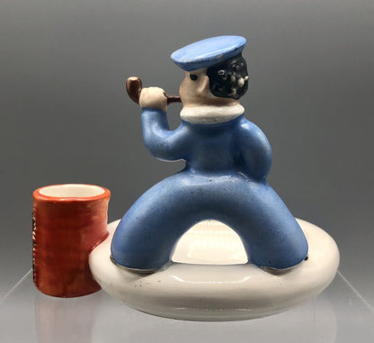 Vintage ERPHILA German Ceramic Sailor Ashtray/ Match Holder/ Trinket Dish /b
