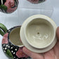 Droll Designs 3 piece Tea Set Black/White Pink Flowers Charming! /rb