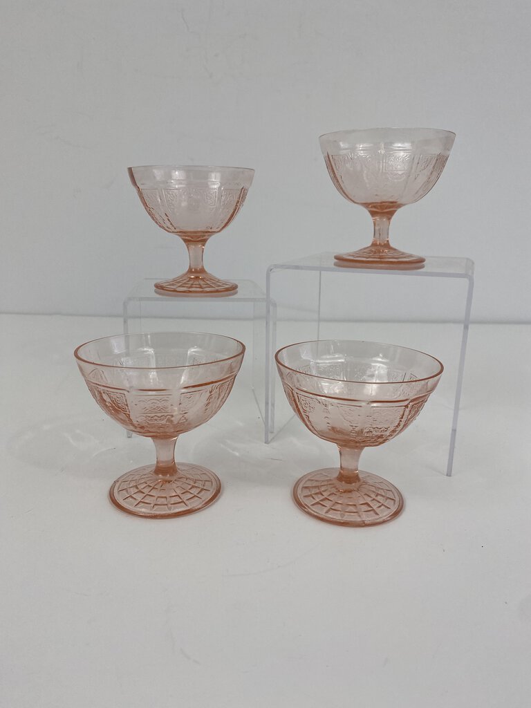 Vintage Anchor Hocking Princes Pink Footed Sherbet Cups Set of 4 /ro