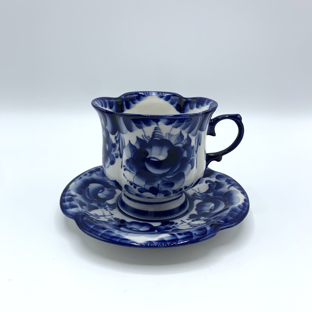 Vintage Gzhel Porcelain Teacup and Saucer /hg