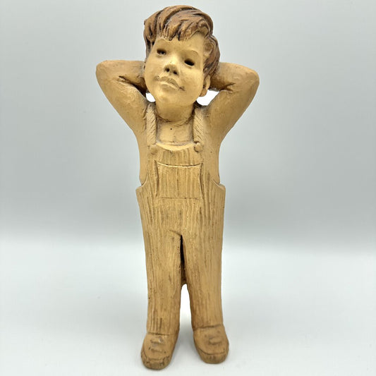 Vintage Lee Bortin Originals Chicago Clay Figurine Boy With Hands Behind Head Signed /cb