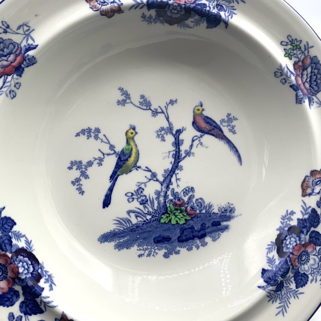 Vintage Wood & Sons “Oriental Birds” Round Covered Vegetable Dish /hg