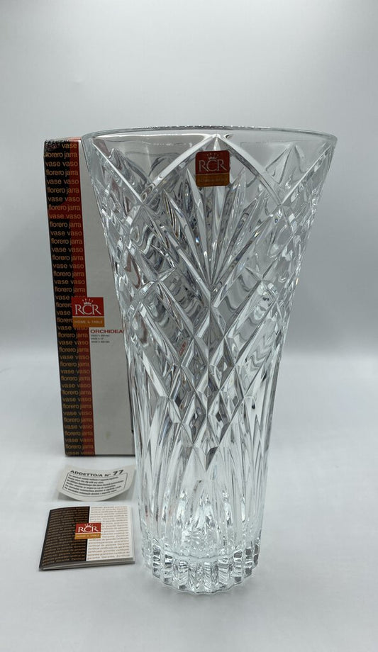 RCR Crystal Orchidea Vase 12” Made in Italy NIB /rb