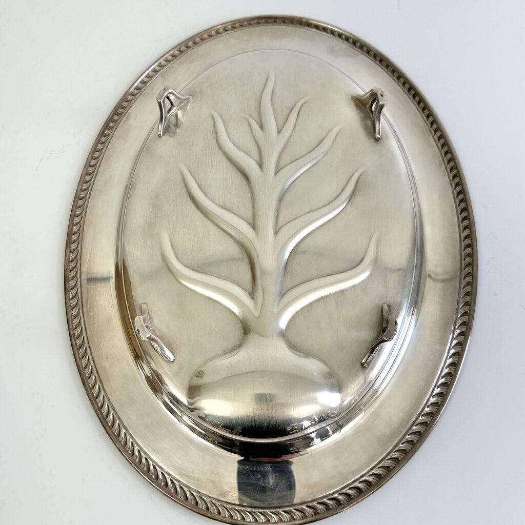 Wm. Rogers Silver Plate #810 Tree of Life Footed Meat Server/Tray 16x12 /cb
