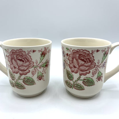Vintage Johnson Brothers “Rose Chintz Pink” Mugs Set of 2 /hg