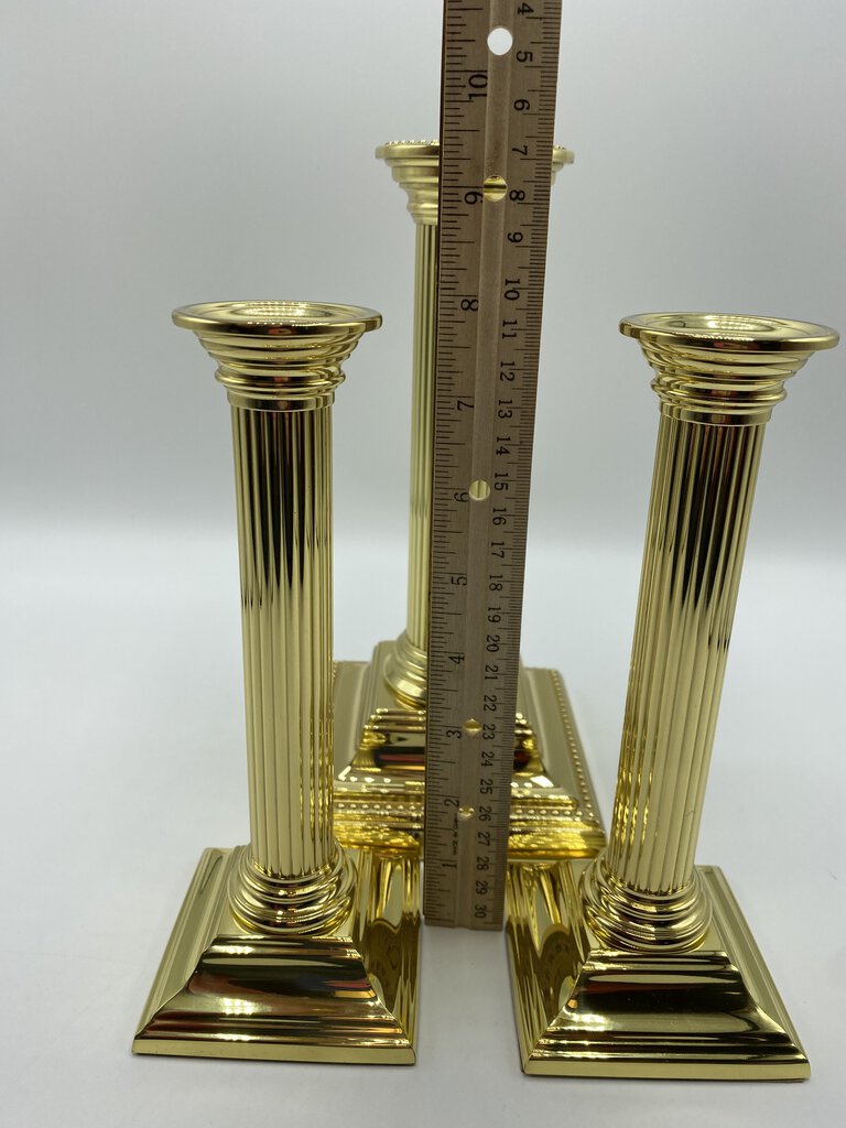 Baldwin Brass Smithsonian Institution Set of 3 Candlestick Holders Pillar Style /rb
