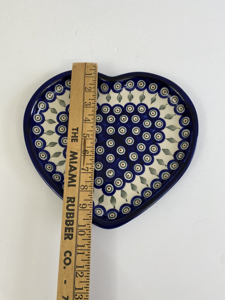 Boleslawiec Pottery made in Poland Heart Shape Platter Navy /rb
