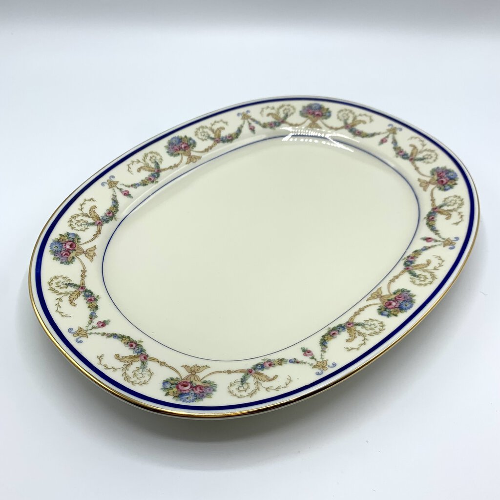 Antique Haas & Czjzek “La Boheme Blue” 12” Oval Serving Platter /hg