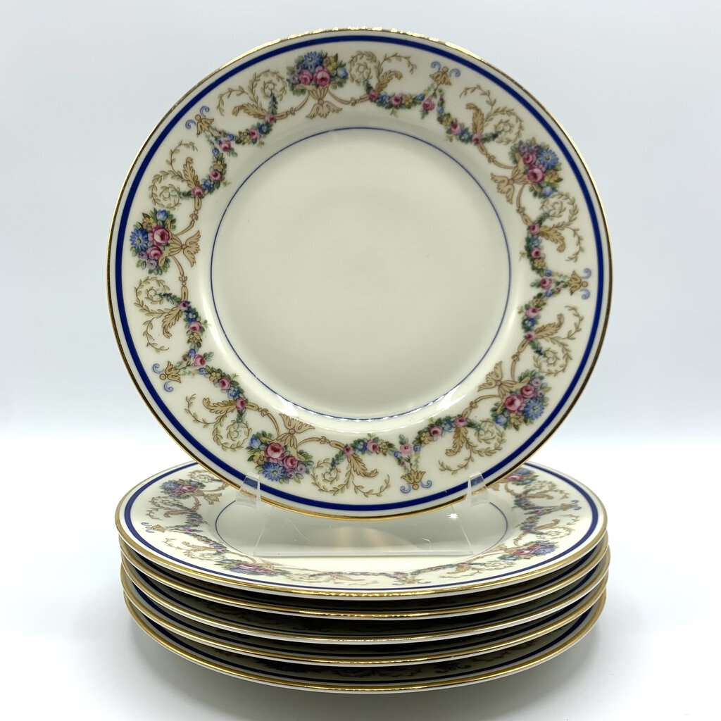 Antique Haas & Czjzek “La Boheme Blue” Salad Plates Set of 6 /hg