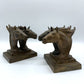 Vintage Bronze Frankart Double Horse Head Bookends (HG)