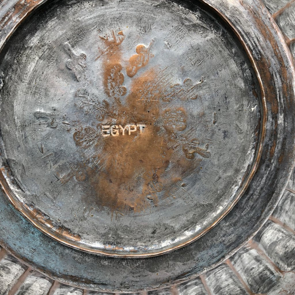 Vintage Egyptian Hammered Copper/ Tin Bowl /b