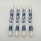 Set Of 4 Delft Blue Floral Taper Candles Made In Holland /cb