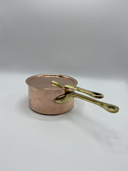 Waldon Copper Clad Tin Lined Double Brass Handle 6” Sauce Pan w/Lid /rw