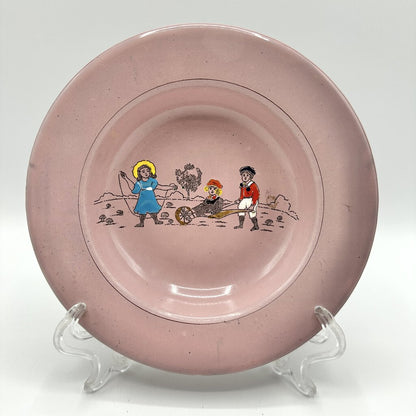 Antique Enamelware Pink Childs Feeding Plate Made In Germany /cb