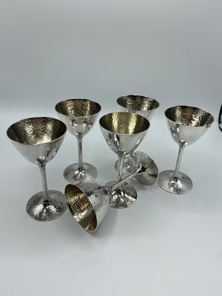 Vintage Derby S.P. International Set of 6 Hammered Goblets /rb
