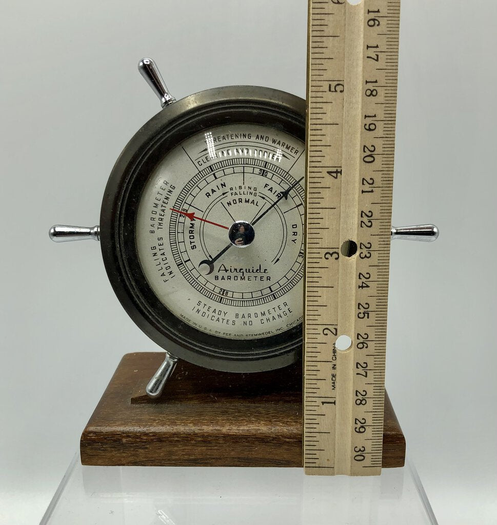 Vintage Airguide Barometer by Fee & Stemwedel Nautical Ship Wheel /b