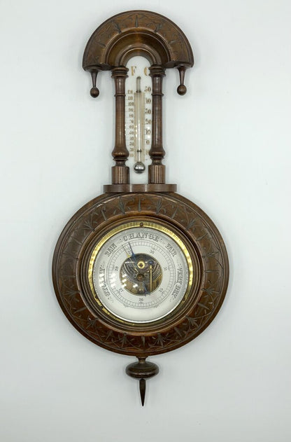 Victorian Carved Aneroid Barometer /b