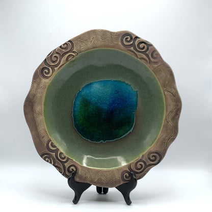 Susan Salmeron Studio Pottery Crackle Glass Bowl /hg