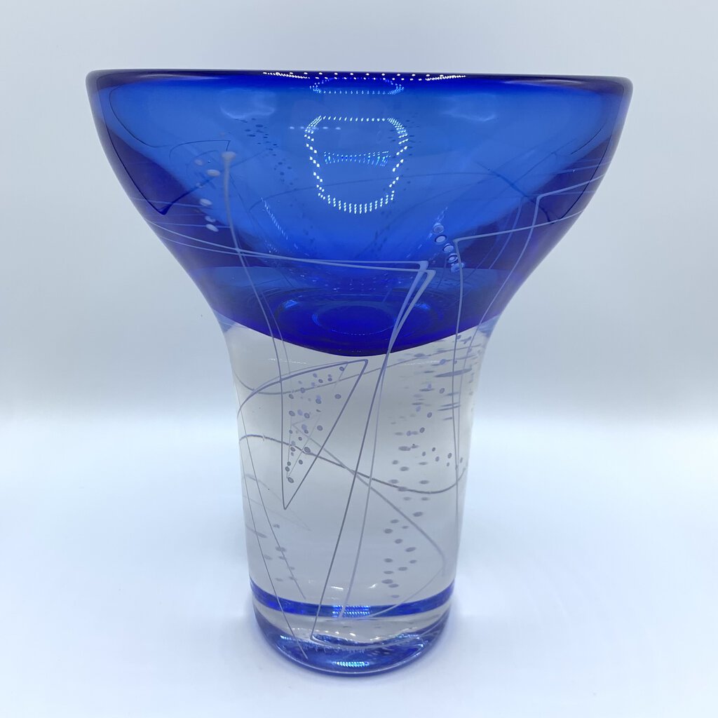 Signed Mark J. Sudduth Line Series Art Glass Bowl /hg