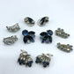 Lot of Vintage Blue Rhinestone Clip-on Earrings /hg
