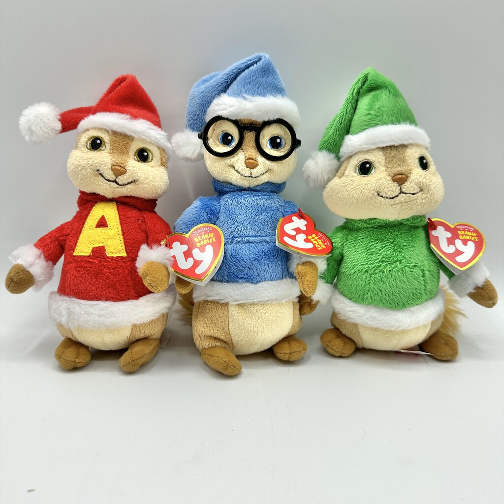 Ty Beanie Babies Chipmunks Christmas Alvin Simon Theodore The Squeakquel 2011 /cb
