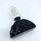 Vintage Black Cut Crystal Perfume Bottle with Etched Glass Stopper /hg